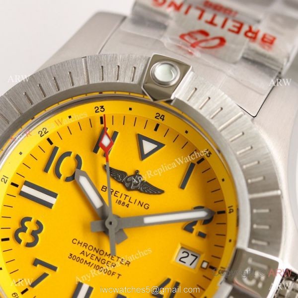 (GF) Swiss Breitling Avenger Automatic 45 Seawolf Men Watch Yellow Dial Asia2824 Movement 2