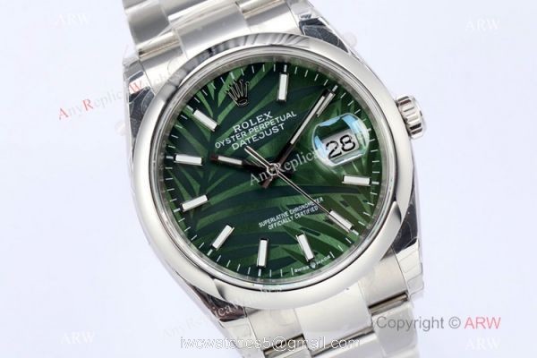 (EW)2021 New Rolex Oyster Datejust 36mm Green Palm Dial Watch Swiss 3235 Movement 2
