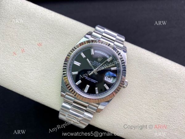 (EW)Rolex Day-Date 40mm 1:1 EWF V2 Swiss 3255 Copy Watch Diamond Markers Silver Presidential bracelet 2