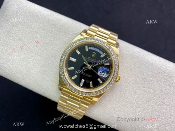 (EW)Rolex Day-Date 40mm 228238 Copy Watch Swiss 3255 Diamond Markers Gold Presidential bracelet 2
