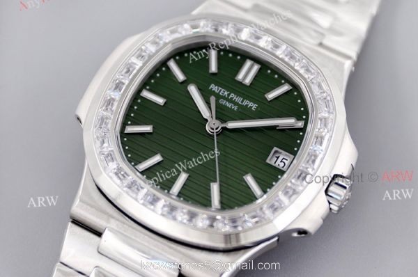 3k Factory Patek Philippe Nautilus 5711 Green Face Diamond Bezel Super Clone Watch 40mm 2