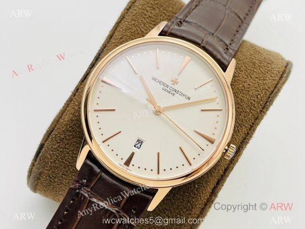 2021 New! MK Factory V4 Vacheron Constantin Patrimony Men Watch Rose Gold White Dial 2