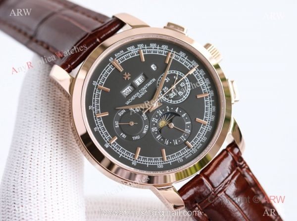 TW Factory Copy Vacheron Constantin Traditionnelle Chronograph Perpetual Calendar Watch Rose Gold Black Dial 2
