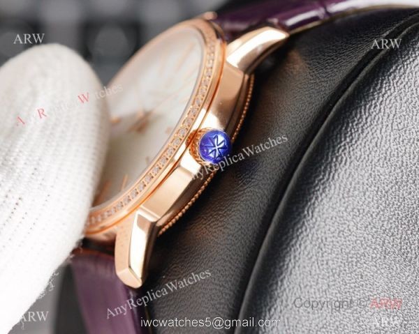 NEW! Swiss Grade Vacheron Constantin Traditionnelle Ultra Thin Watch Swiss 9015 Rose Gold Diamond Bezel 2