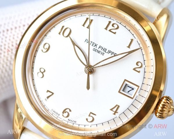 Swiss 9015 Patek Philippe Calatrava Replica Watch Yellow Gold Case 2