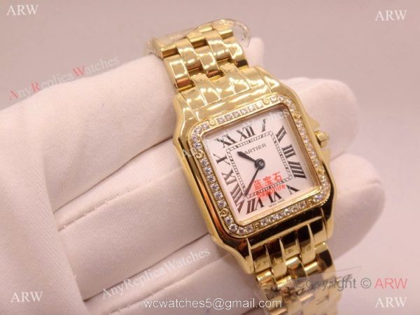 High Quality Cartier Panthere de Watch Yellow Gold Diamond Bezel 27mm 2