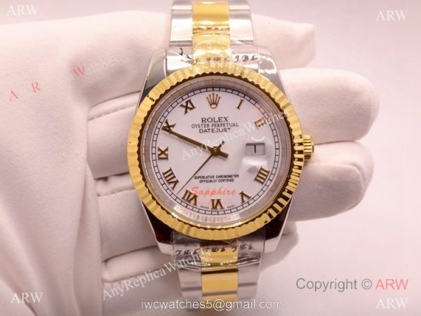 Copy Rolex Oyster Datejust Two Tone White Dial Mingzhu Watch 40mm for Men 2