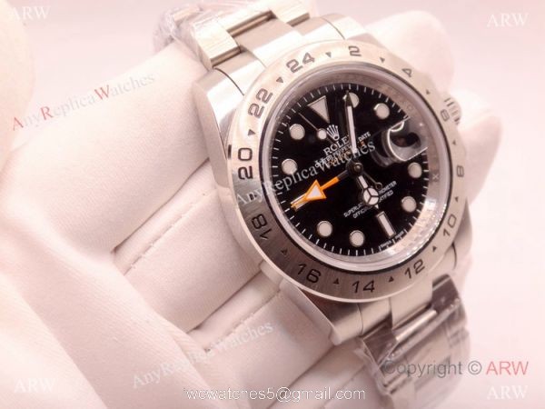 Copy Rolex Explorer II Orange GMT Stainless Steel Black Dial 42mm Watch 2