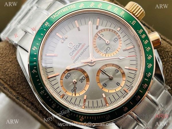 2021 New! Swiss Omega Speedmaster 7750 Watch Green Bezel Stainless Steel 2