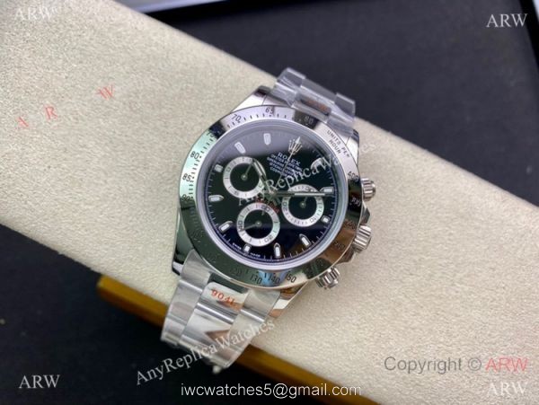 Swiss Copy Rolex Daytona A7750 Chronograph Watch 904L Silver Steel Black Dial 2