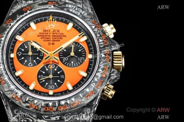 TW Factory Rolex Daytona DiW Carbon Swiss 7750 Chronograph Watch Orange Dial 40mm 2