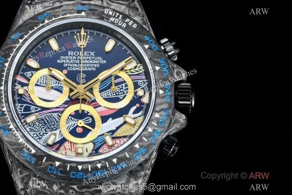 New! TW Factory Rolex Daytona Carbon Motley 7750 Chrongraph Watch Blue Oysterflex Strap 2