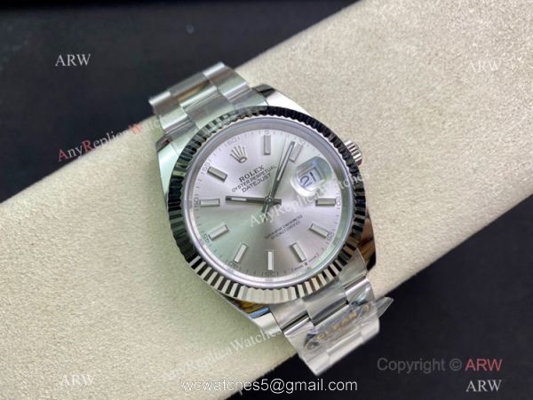 NEW Clean Factory Rolex Datejust 41 Swiss 3235 904L Silver Face Oyster Strap 1-1 best edition Clean Rolex Watch 2