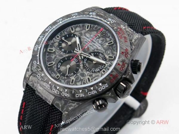 Super Clone Daytona Diw Carbon 4130 Noob 1:1 Best Edition Black Dial on Nylon Strap 2