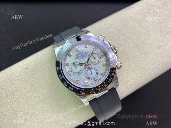 Swiss Grade Rolex Daytona A7750 Watch White MOP Dial Oysterflex Rubber 2