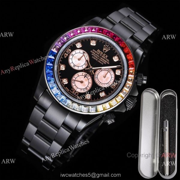 2021 New! Swiss Replica Rolex Daytona Blaken Rainbow 7750 Watch 40mm Black Venom Rose Gold Subdials 2