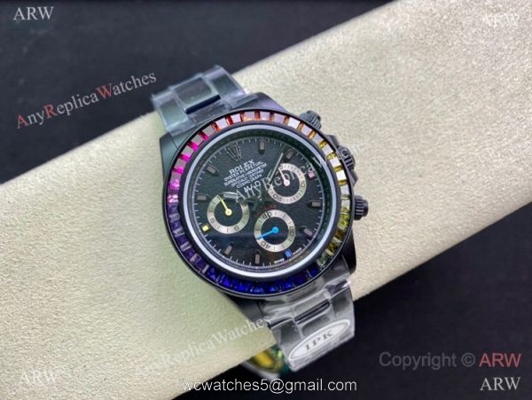 (2022 New) IPK Factory Rolex Blaken Daytona Rainbow DLC Coated Watch 40mm 2