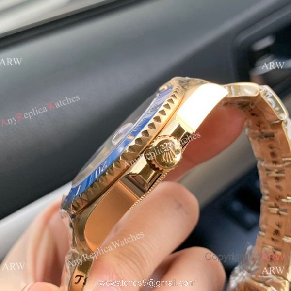 Swiss Quality AAA Replica Rolex Submariner Citizen 8215 Watch Yellow Gold Blue Dial 40mm 2