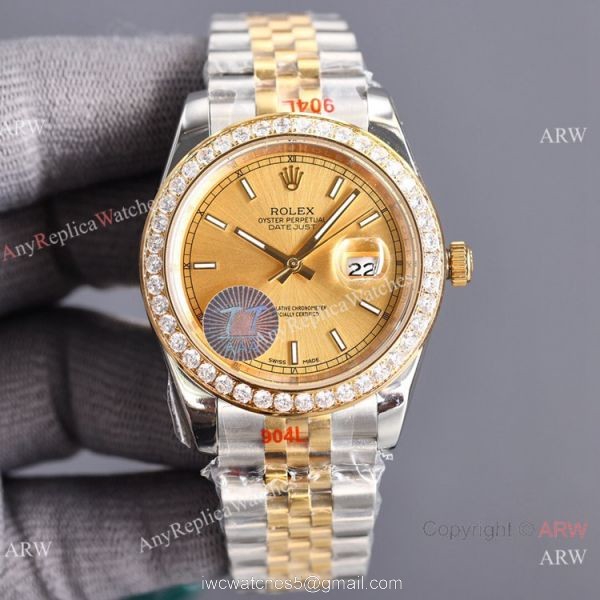 Swiss Quality Copy Rolex Datejust II 8215 Watch 904L Two Tone Diamonds Bezel 2