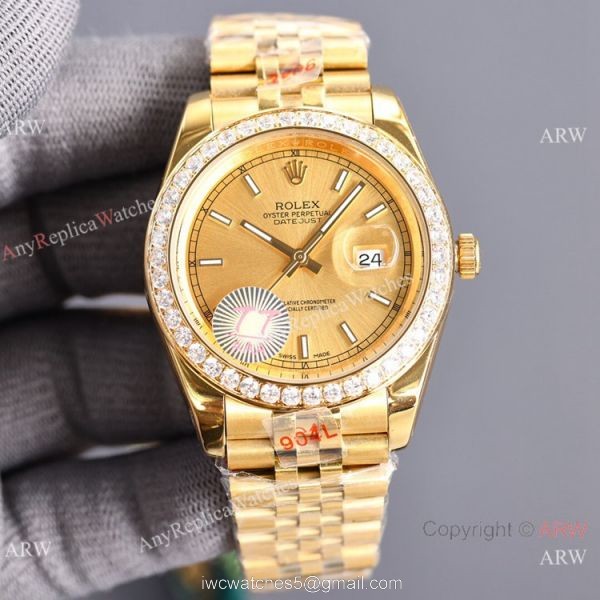 Swiss Quality Copy Rolex Datejust II 8215 Watch 904L Yellow Gold Diamond Bezel 41mm 2