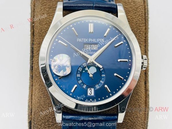 ZF Patek Philippe Calatrava Perpetual Calendar Cal 324 S QA LU 24H303 Watch Blue Dial 2