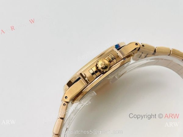 3K Factory 1:1 Replica Patek Philippe Nautilus Rose Gold Ladies Diamond Watch 34mm 2