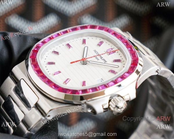 New! Swiss Replica Patek Philippe Nautilus Watch Stainless Steel Pink Diamond Limited New PP5711 2