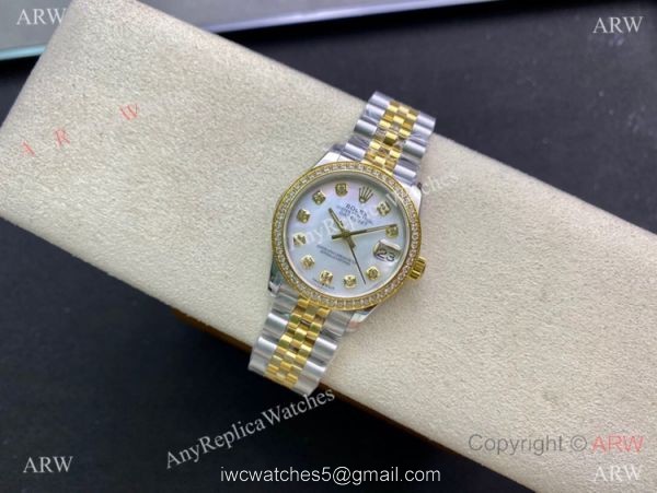 Swiss Copy Rolex Datejust I Two Tone Mop Dial Diamond watch 31mm Mid-size 2
