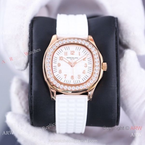 Best Replica Patek Philippe Aquanaut Lady Watches Diamond Bezel Chocolate Dial 2