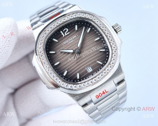 Swiss Quality Patek Philippe Nautilus 8215 Automatic Watch Diamond Bezel White Dial 2