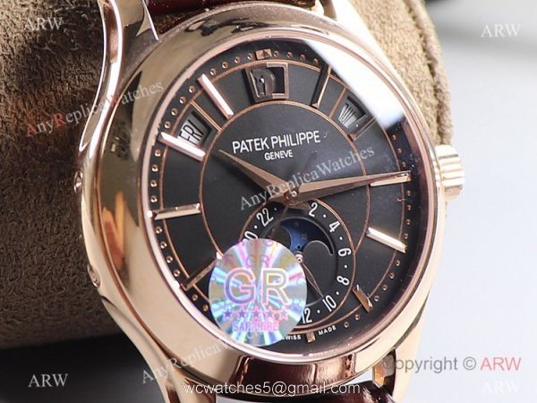 GR factory Patek Philippe Annual Calendar GR V2 Rose Gold Black Watch Super Clone 2