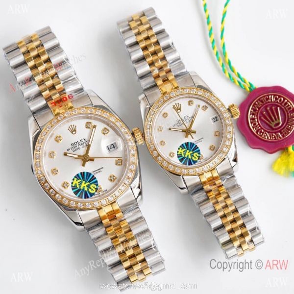 Replica Rolex Datejust Two Tone Diamond Watch Citizen 8215 Movement 2