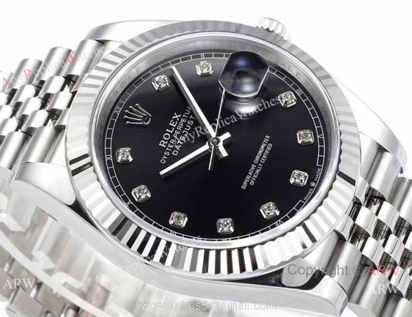 (JVS Factory) Copy Rolex Datejust 41mm Black Diamonjd Dial JVS New 3235 Movement 72hrs Power Reserve 2