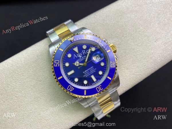 (JVS) Swiss Grade Rolex Submariner 41mm JVS Factory swiss 3235 Wrist 2-Tone Blue Dial 2