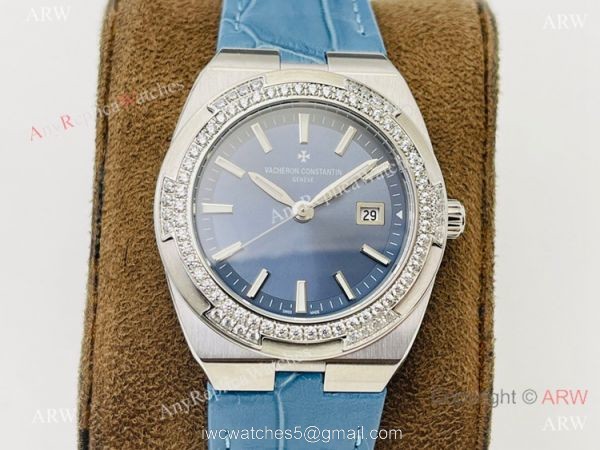 Swiss Grade 1 Vacheron Constantin Overseas Blue Diamond Watch Swiss Quartz 33mm 2