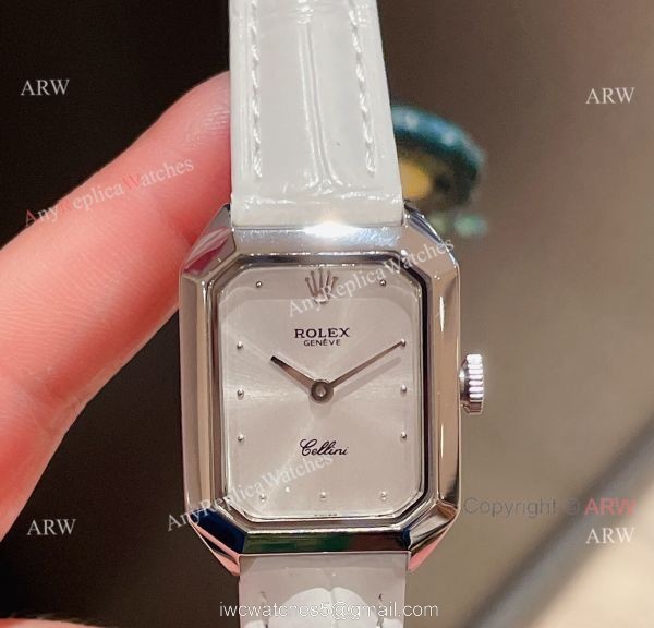 Replica Rolex Cellini Stainless Steel Case Gray Dial 24mm Lady Watch 2