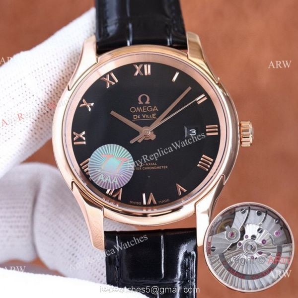 Swiss Quality Omega De Ville Prestige Watches Citizen 8215 Rose Gold Case 2