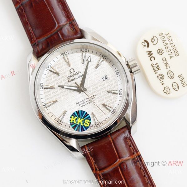 Swiss Quality Omega Aqua Terra 150m Citizen 8215 Watch Blue Wave Leather Strap 2