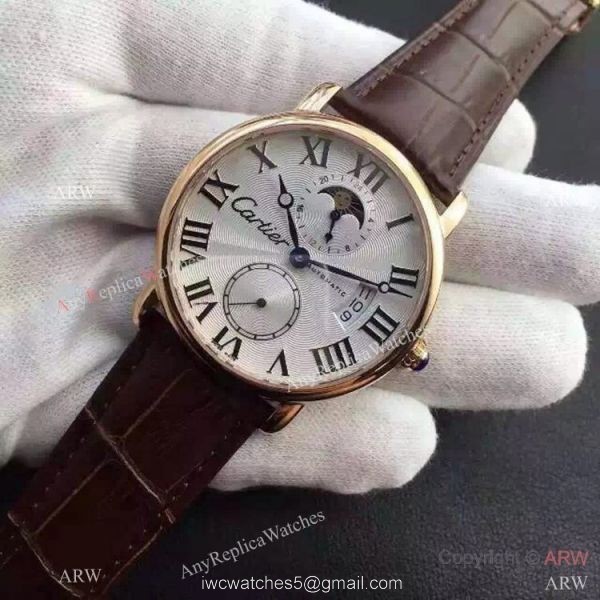 Copy Swiss Cartier Louis Moon Phase Watch Rose Gold 2