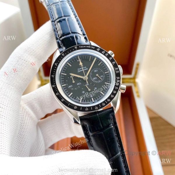 New Copy Omega Speedmaster Watches Black Dial Rubber Srtap 2