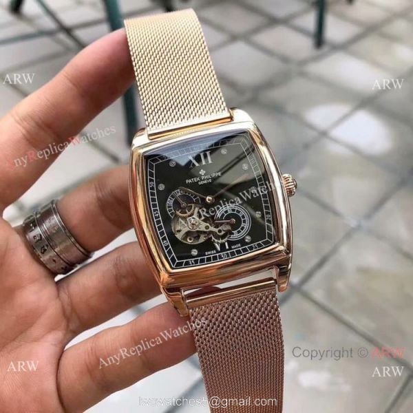 New Fake Patek Philippe Geneve Stainless Steel Black Dial Watch 40mm 2