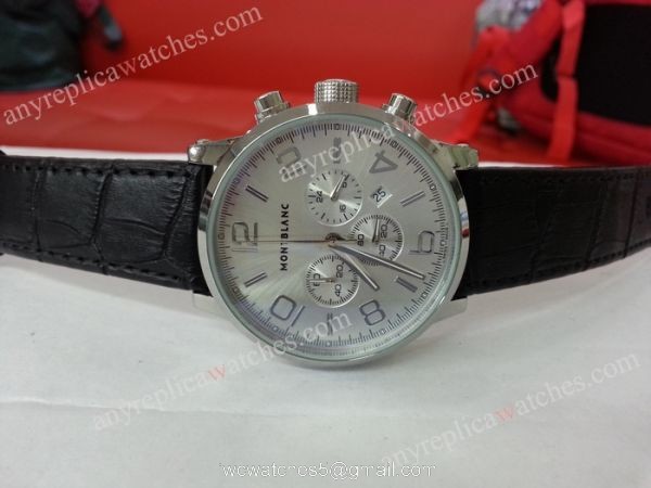 Montblanc Timewalker Chrono Black Leather strap Watch Mont Blanc Knock off Watch 2