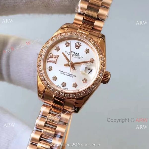 Rose Gold Rolex Datejust Rolex Replica Presidential Diamond Watch 2