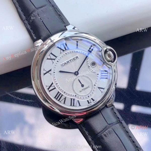 Fake Cartier Ballon Bleu De Automatic Watches SS White Roman Dial 2