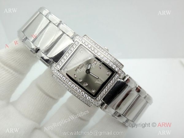 2019 Copy Patek Philippe Twenty 4 Stainless Steel Silver Dial Watches 26mm Women 2