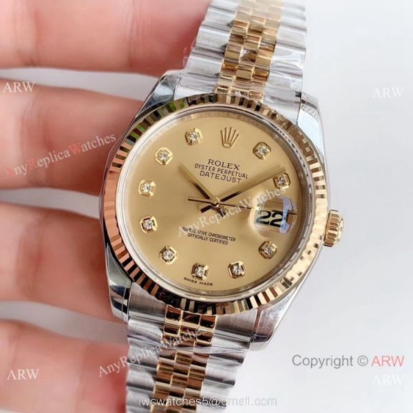 Rolex ?R Factory Datejust Two-Tone Diamond Swiss Replica Watch V2 Version 2