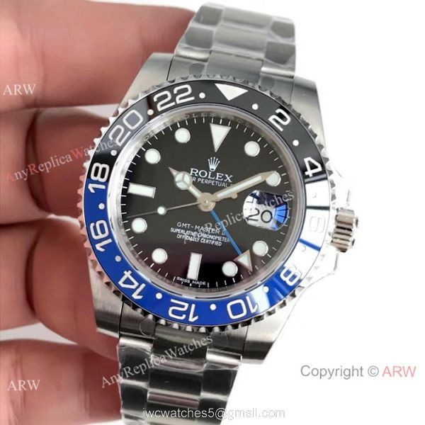 Swiss 2836 Movement Rolex Batman GMT-Master 2 Stainless Steel Replica Watch 2