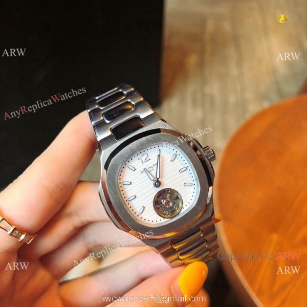 Replica Patek Philippe Nautilus Womens Watch SS Gray Dial Tourbillon 2