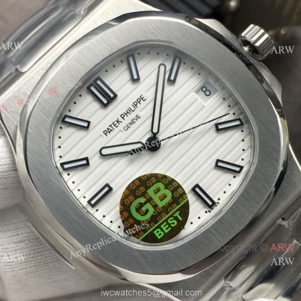 Swiss Copy Patek Philippe Nautilus White Dial Stainless Steel Watch GB Factory 2
