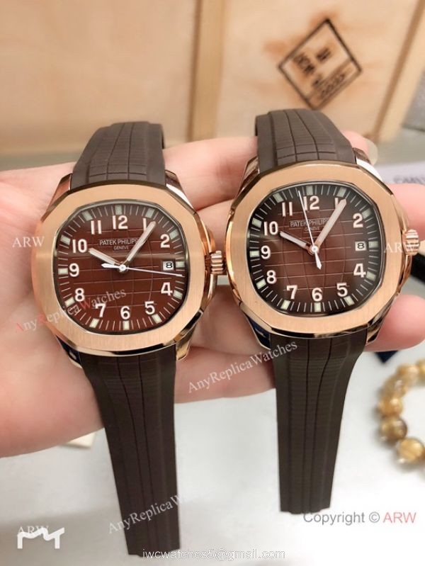 Copy Patek Philippe Geneve Aquanaut Rose Gold Gray Watches 40mm 2